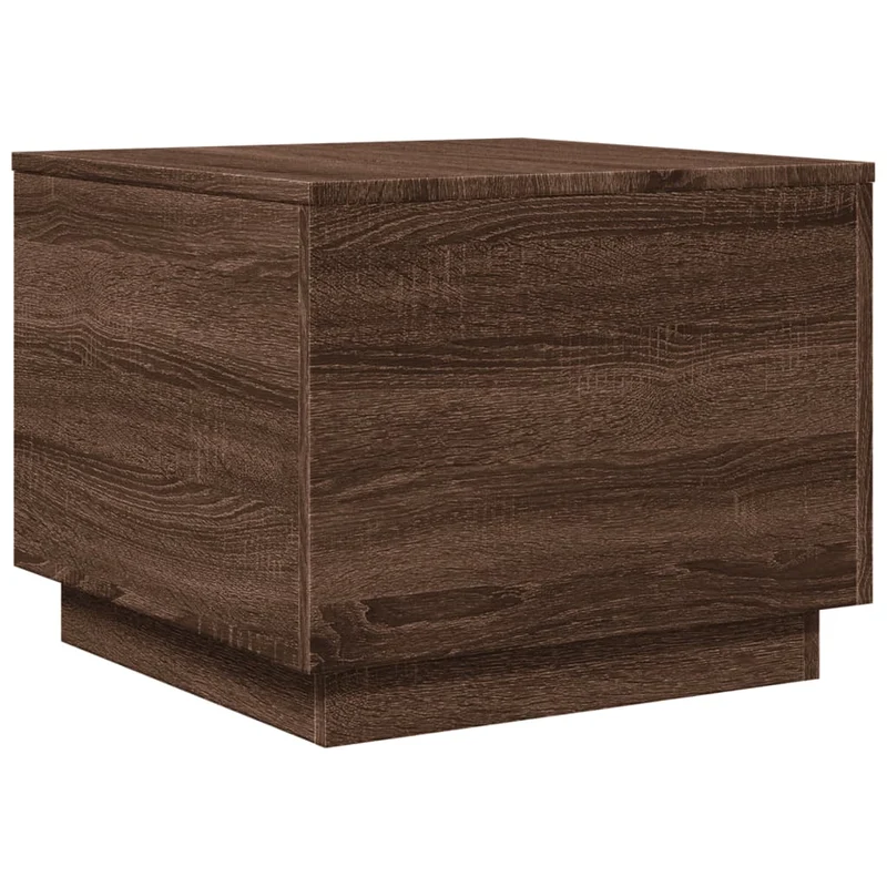 Table basse de salon design moderne avec lumières LED 50 x 50 x 40 cm bois d'ingénierie marron DEC037632