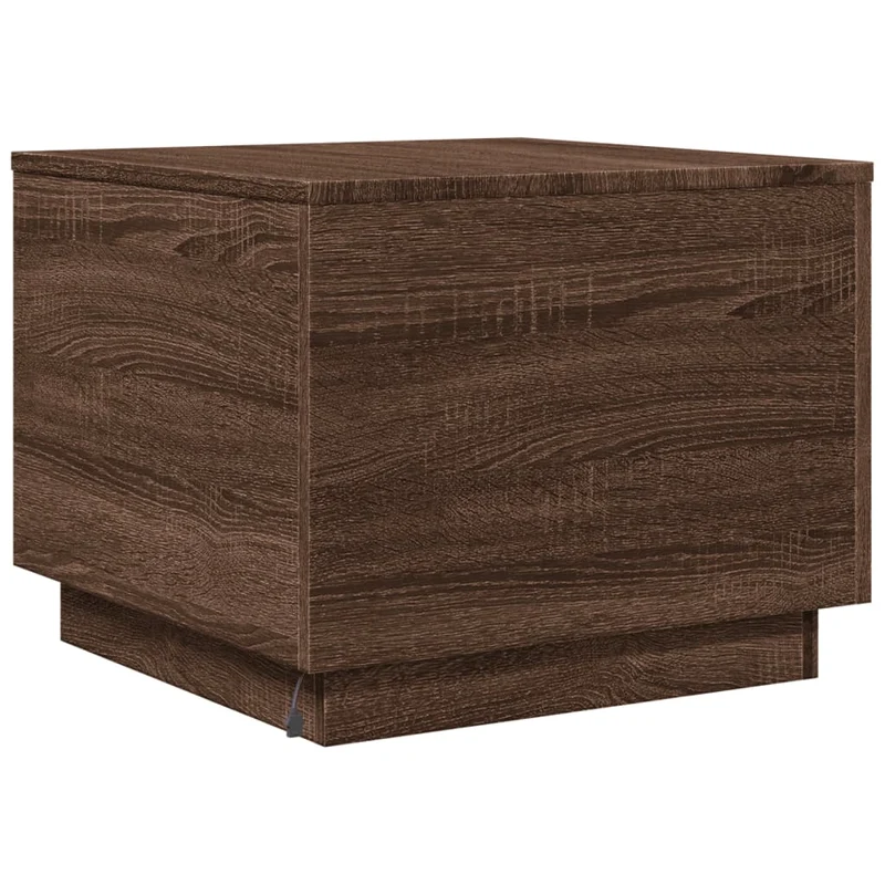 Table basse de salon design moderne avec lumières LED 50 x 50 x 40 cm bois d'ingénierie marron DEC037632