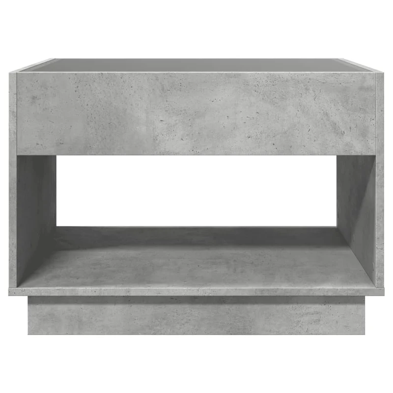 Table basse de salon design moderne avec LED 70 x 50 x 50 cm bois d'ingénierie gris et verre DEC037502