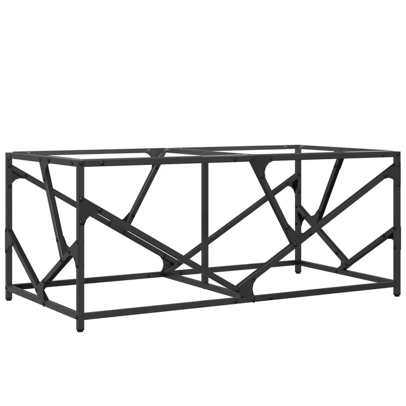 Table basse de salon design industriel avec dessus en verre transparent 98,5 x 50 x 41cm acier et verre DEC037378