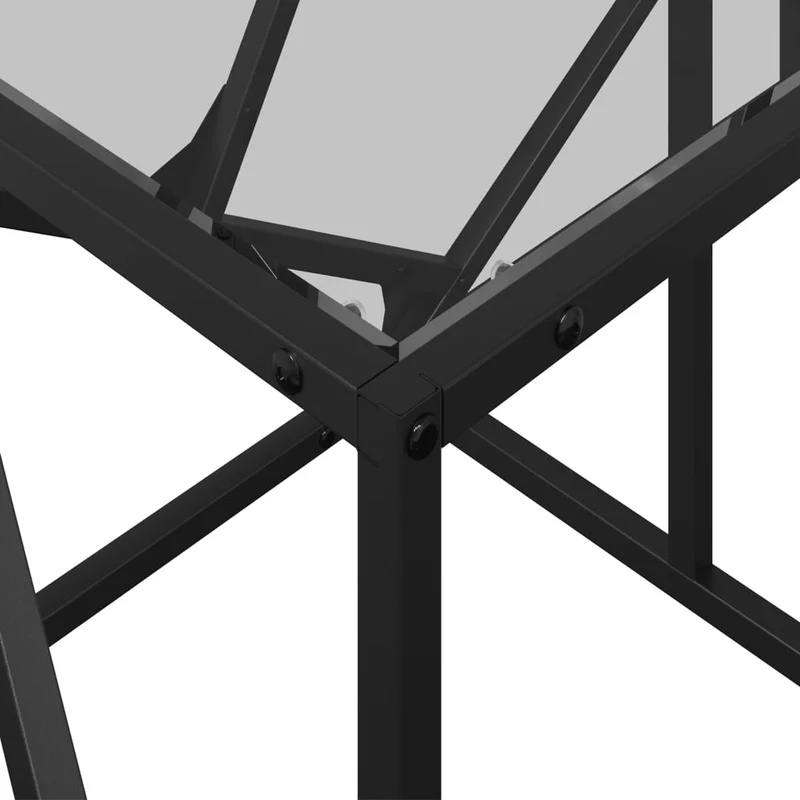 Table basse de salon design industriel avec dessus en verre transparent 98,5 x 50 x 41cm acier et verre DEC037378