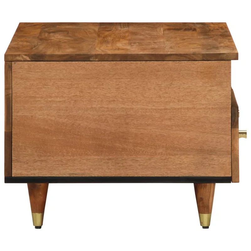 Table basse de salon avec tiroirs design rustique 80 x 54 x 40 cm bois de manguier massif marron et fer DEC037176