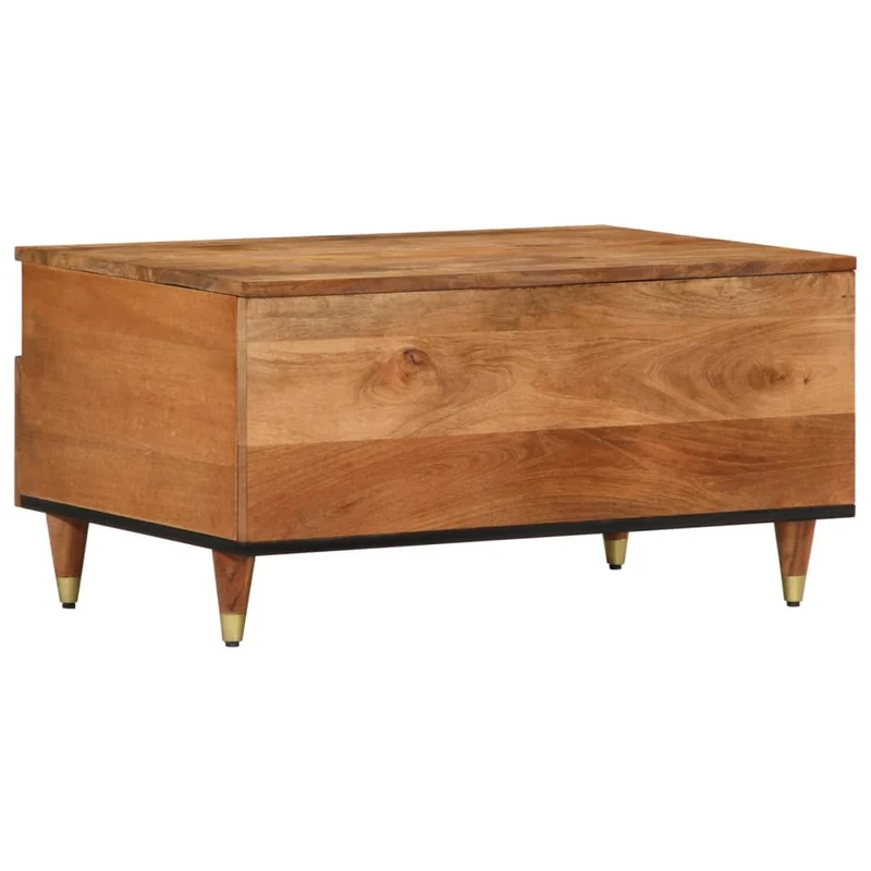 Table basse de salon avec tiroirs design rustique 80 x 54 x 40 cm bois de manguier massif marron et fer DEC037176