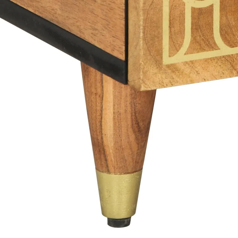 Table basse de salon avec tiroirs design rustique 80 x 54 x 40 cm bois de manguier massif marron et fer DEC037176