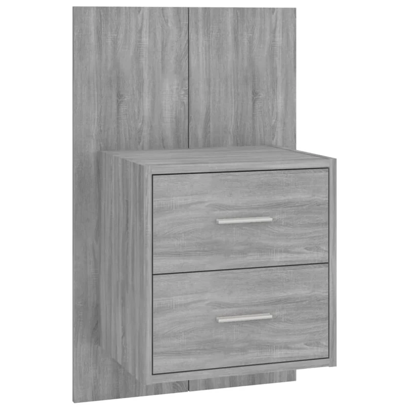 Lot de 2 tables de chevet murales avec tiroirs 48,5 x 32,5 x 80 cm en bois d'ingénierie gris DEC036105