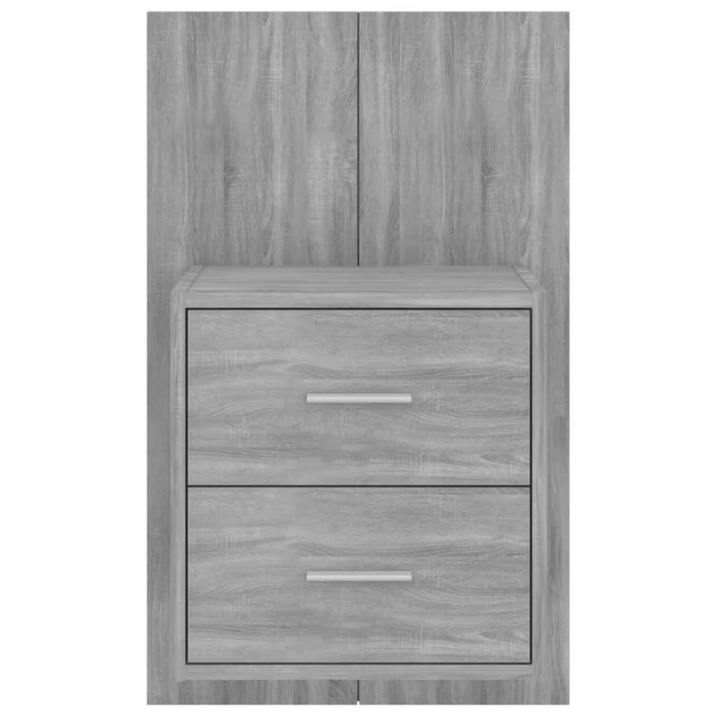 Lot de 2 tables de chevet murales avec tiroirs 48,5 x 32,5 x 80 cm en bois d'ingénierie gris DEC036105