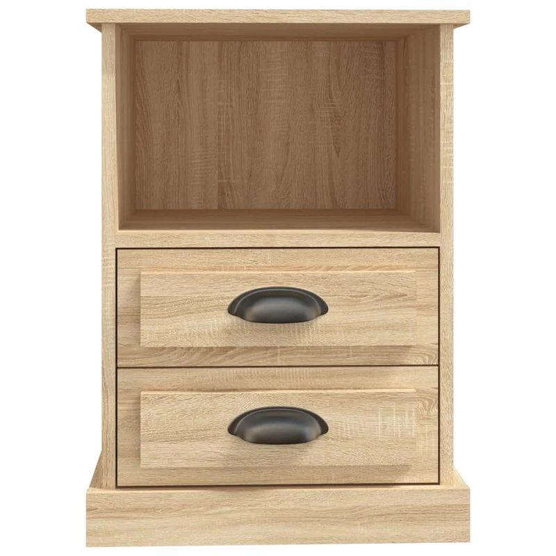 Table de chevet avec tiroirs style rustique 43 x 36 x 60 cm bois d'ingénierie couleur chêne DEC033877