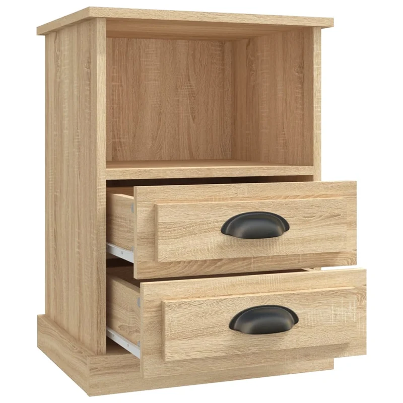 Table de chevet avec tiroirs style rustique 43 x 36 x 60 cm bois d'ingénierie couleur chêne DEC033877