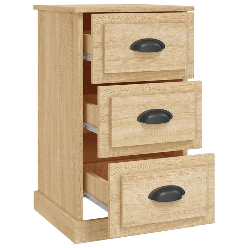Table de chevet avec 3 tiroirs 39 x 39 x 67 cm bois d'ingénierie couleur chêne DEC033813