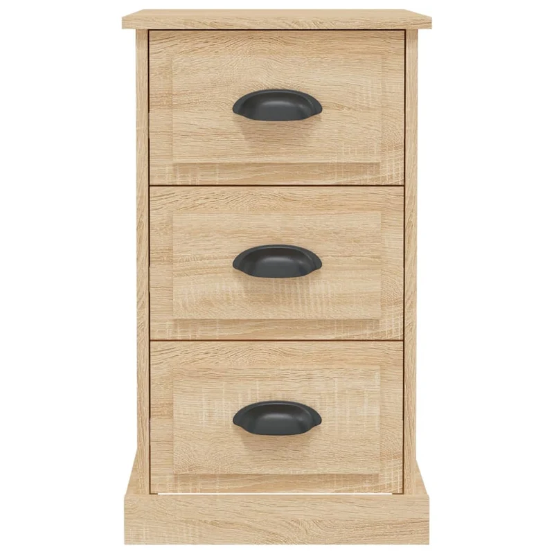 Table de chevet avec 3 tiroirs 39 x 39 x 67 cm bois d'ingénierie couleur chêne DEC033813