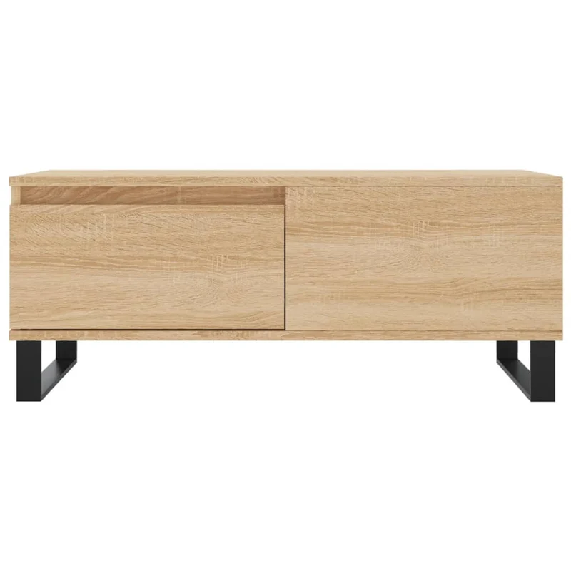 Table basse avec tiroir design rustique moderne 90 x 50 x 36,5 cm bois d'ingénierie couleur chêne et métal DEC039035