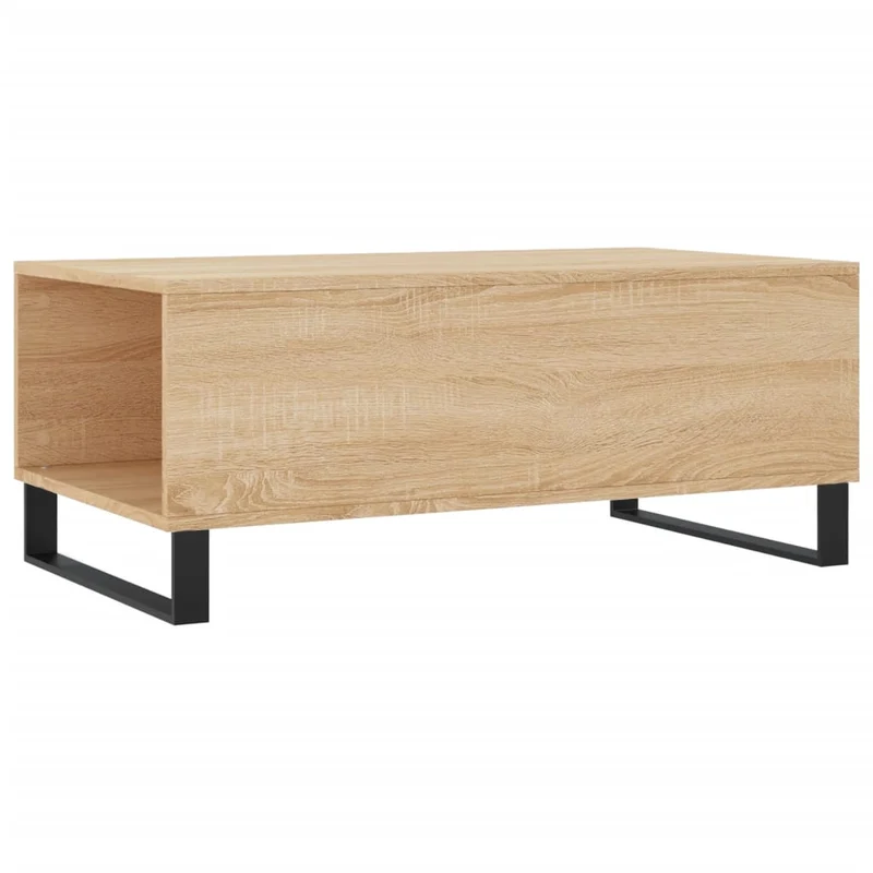 Table basse avec tiroir design rustique moderne 90 x 50 x 36,5 cm bois d'ingénierie couleur chêne et métal DEC039035