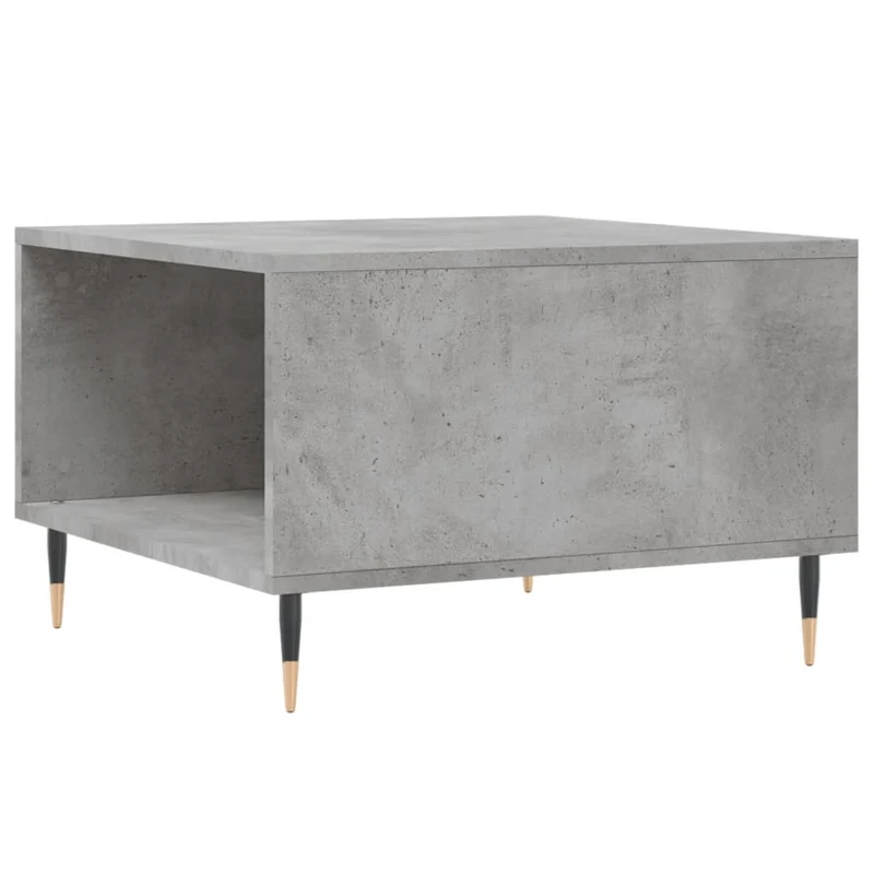 Table basse avec tiroir design moderne et contemporaine 55 x 55 x 36,5 cm bois d'ingénierie gris et métal DEC039305