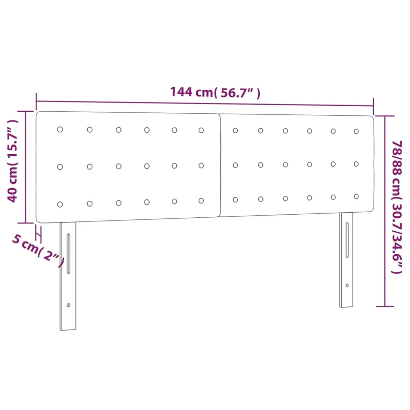 Tête de lit accessoire couchage chambre à coucher meuble à LED 144 x 5 x 78/88 cm tissu gris clair TDL0201401