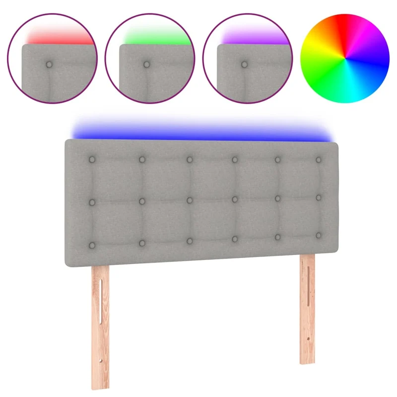 Tête de lit accessoire couchage chambre à coucher meuble à LED 80 x 5 x 78/88 cm tissu gris clair TDL0201274