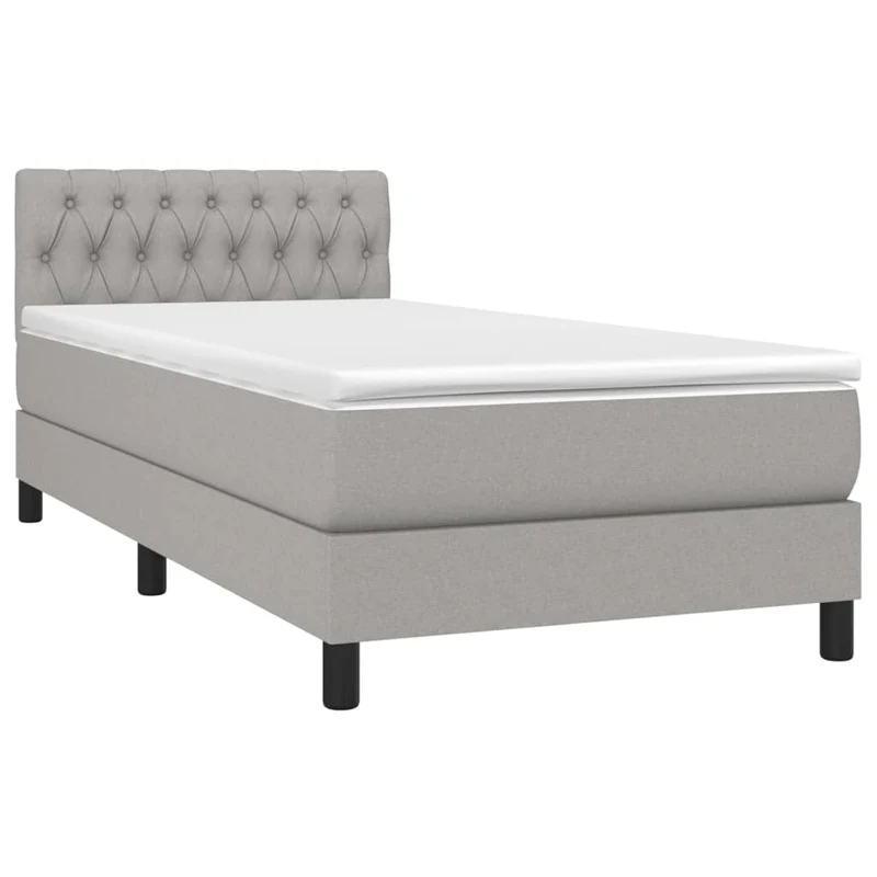 Cadre de lit LED avec sommier tête de lit matelas 90x200cm tissu gris clair TDL0209456