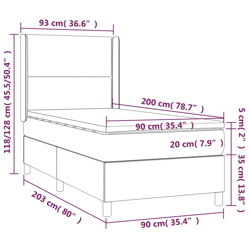 Cadre de lit LED avec sommier tête de lit matelas 90x200cm tissu gris clair TDL0209444