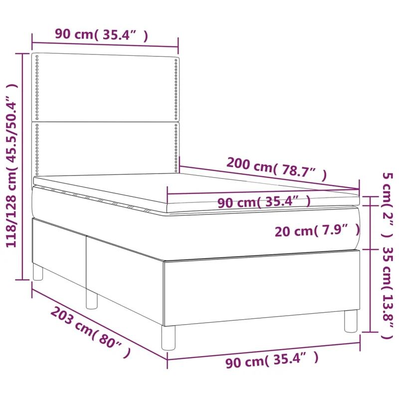 Cadre de lit LED avec sommier tête de lit matelas 90x200cm tissu gris clair TDL0209457