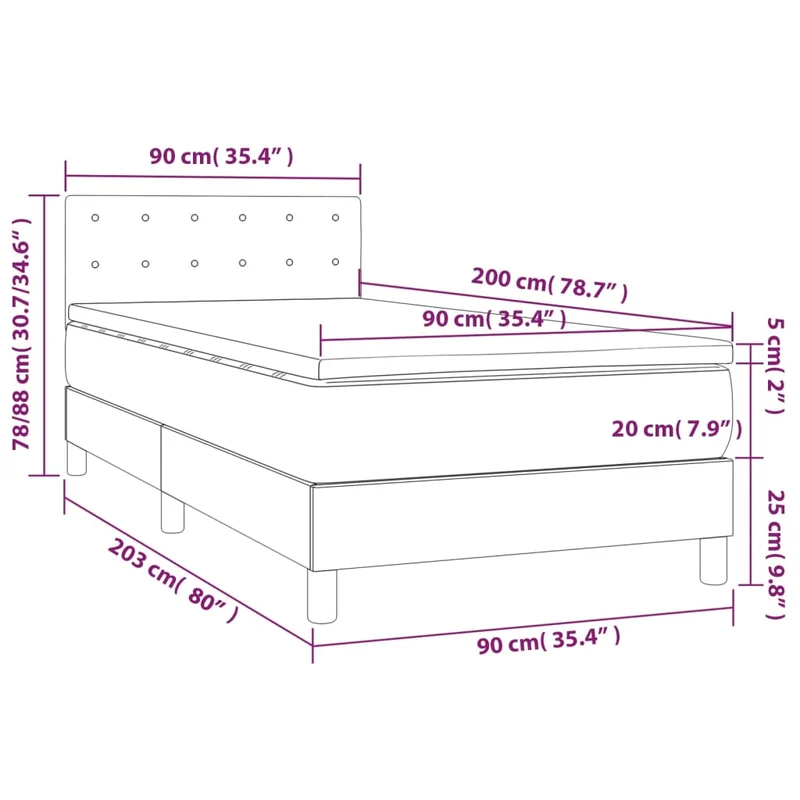 Cadre de lit LED avec sommier tête de lit matelas 90x200cm tissu gris clair TDL0209448