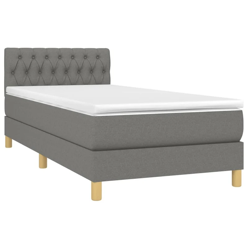 Cadre de lit LED avec sommier tête de lit matelas 90x200cm tissu gris foncé TDL0209383