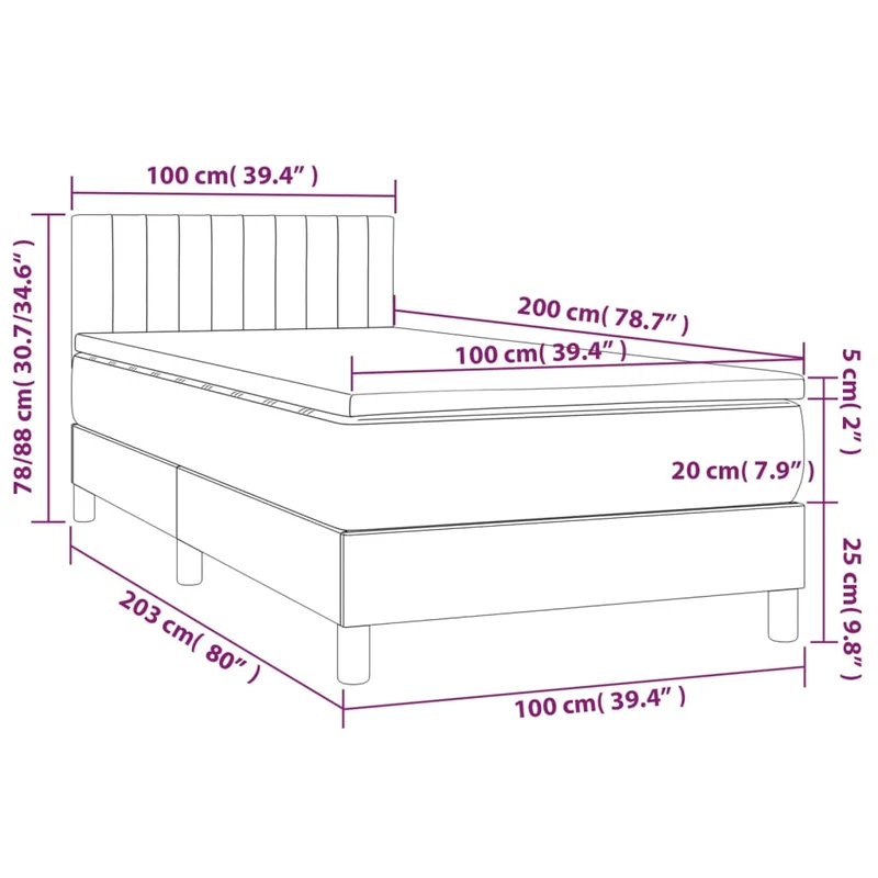 Cadre de lit LED avec sommier tête de lit matelas surmatelas 100x200 cm tissu gris clair TDL0207934
