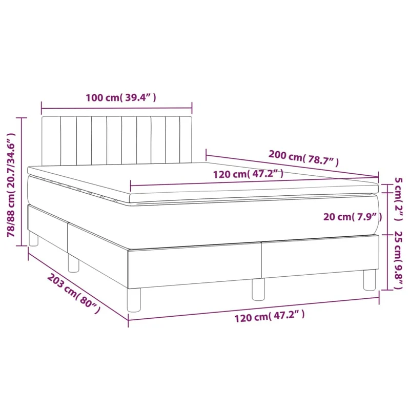 Cadre de lit LED avec sommier tête de lit matelas surmatelas 120x200 cm tissu gris clair TDL0207886