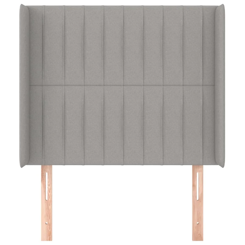 Tête de lit accessoire couchage chambre à coucher meuble avec rebord latéral 103 x 16 x 118/128 cm tissu gris clair TDL0205327