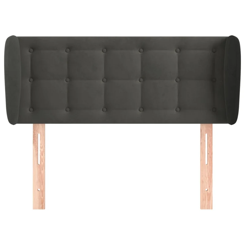 Tête de lit accessoire couchage chambre à coucher meuble avec rebord latéral capitonné 103 x 23 x 78/88 cm tissu velours gris foncé TDL0205026