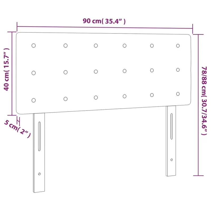 Tête de lit accessoire couchage chambre à coucher meuble 90 x 5 x 78/88 cm tissu gris clair TDL0203205