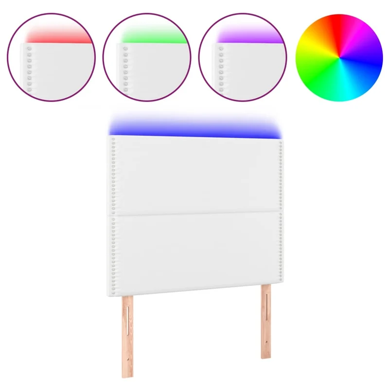 Tête de lit accessoire couchage chambre à coucher meuble à LED 100 x 5 x 118/128 cm synthétique blanc TDL0201954