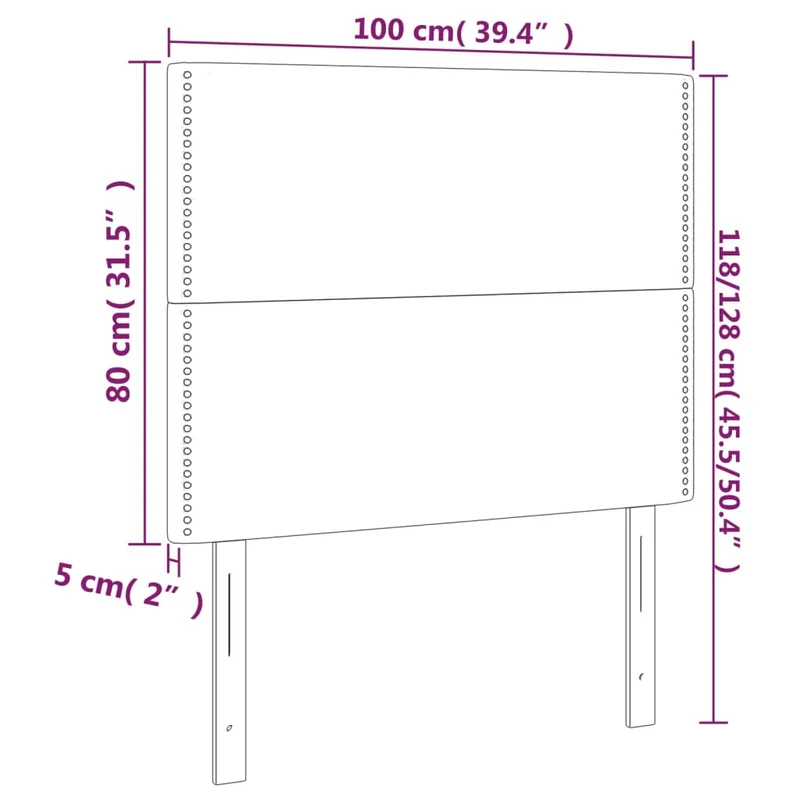 Tête de lit accessoire couchage chambre à coucher meuble à LED 100 x 5 x 118/128 cm synthétique blanc TDL0201954