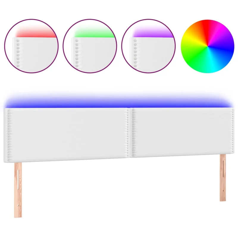 Tête de lit accessoire couchage chambre à coucher meuble à LED 200 x 5 x 78/88 cm synthétique blanc TDL0201933