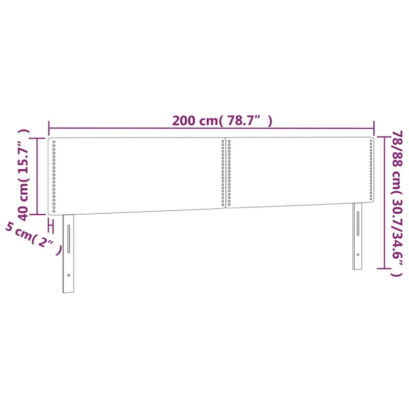 Tête de lit accessoire couchage chambre à coucher meuble à LED 200 x 5 x 78/88 cm synthétique blanc TDL0201933