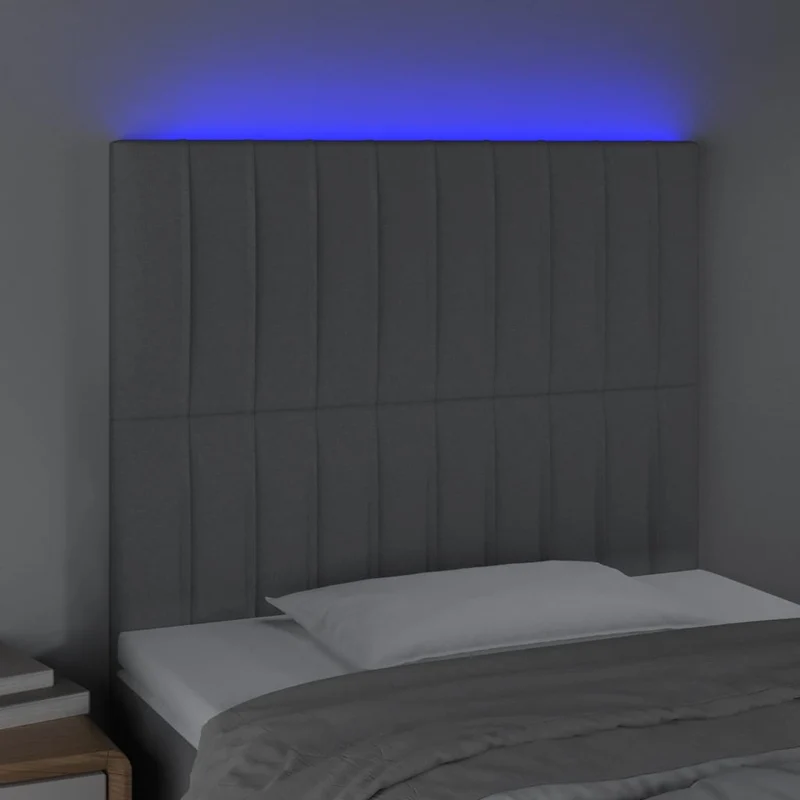 Tête de lit accessoire couchage chambre à coucher meuble à LED 100 x 5 x 118/128 cm tissu gris clair TDL0201464
