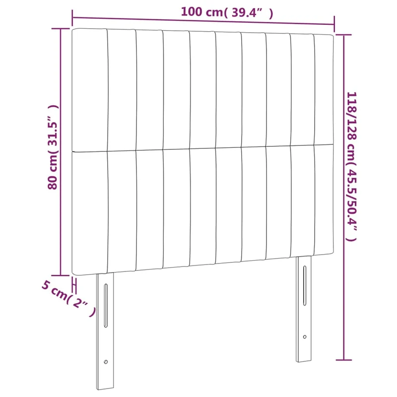 Tête de lit accessoire couchage chambre à coucher meuble à LED 100 x 5 x 118/128 cm tissu gris clair TDL0201464