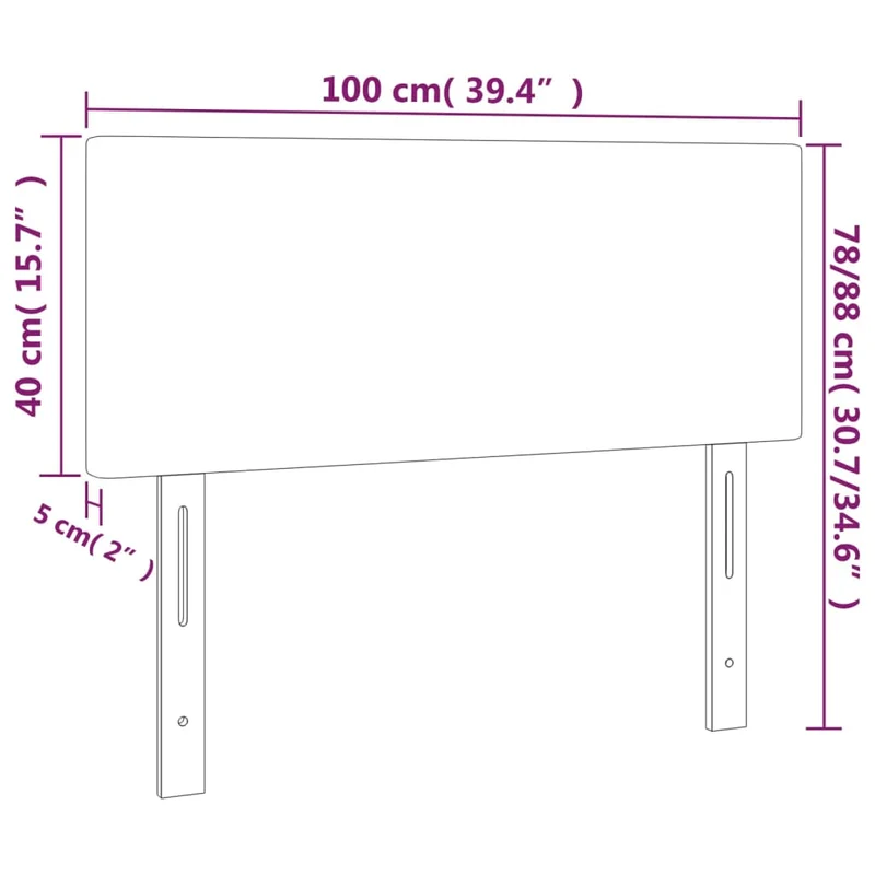 Tête de lit accessoire couchage chambre à coucher meuble à LED 100 x 5 x 78/88 cm tissu velours gris clair TDL0201446