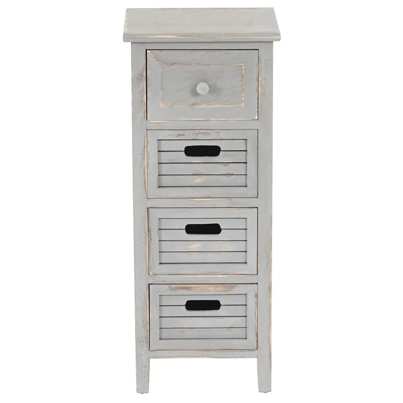 Commode meuble à tiroirs 4 tiroirs 74x30x25 cm aspect vintage gris vintage 04_0006533