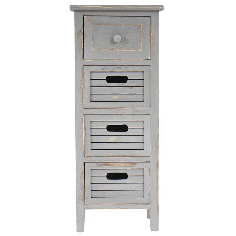 Commode meuble à tiroirs 4 tiroirs 74x30x25 cm aspect vintage gris vintage 04_0006533