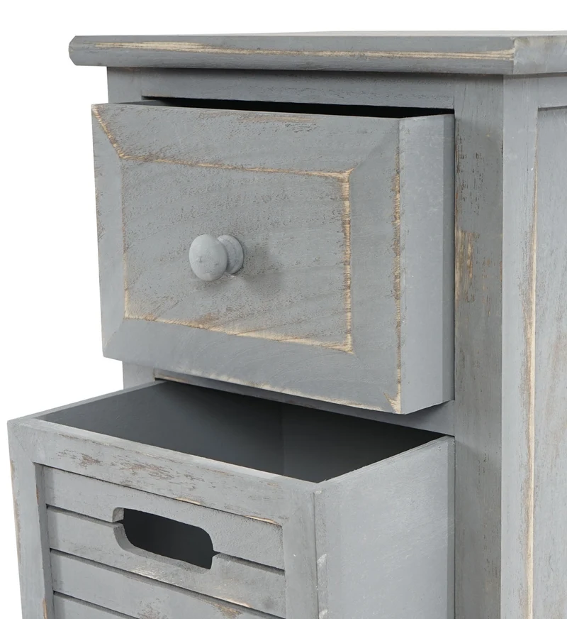 Commode meuble à tiroirs 4 tiroirs 74x30x25 cm aspect vintage gris vintage 04_0006533