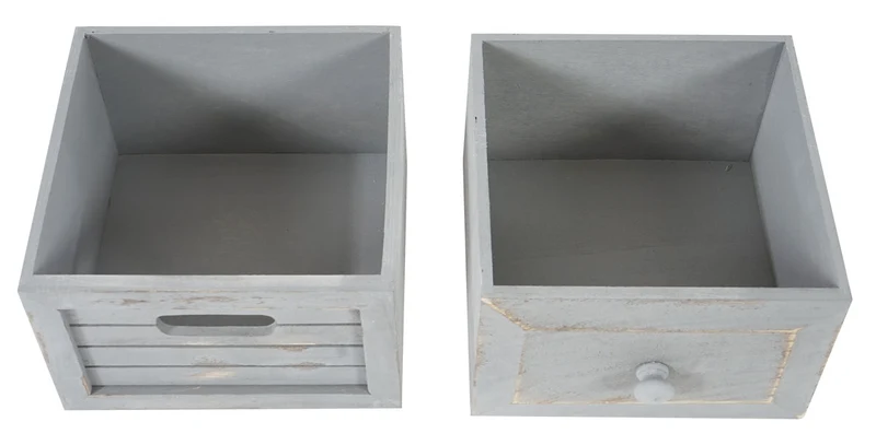 Commode meuble à tiroirs 4 tiroirs 74x30x25 cm aspect vintage gris vintage 04_0006533