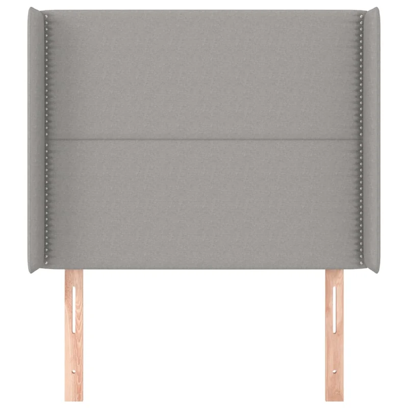 Tête de lit accessoire couchage chambre à coucher meuble avec rebord latéral 103 x 16 x 118/128 cm tissu gris clair TDL0205324
