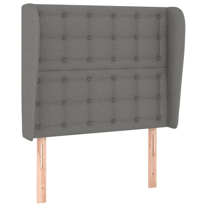 Tête de lit accessoire couchage chambre à coucher meuble avec rebord latéral capitonné 103 x 23 x 118/128 cm tissu gris foncé TDL0205050