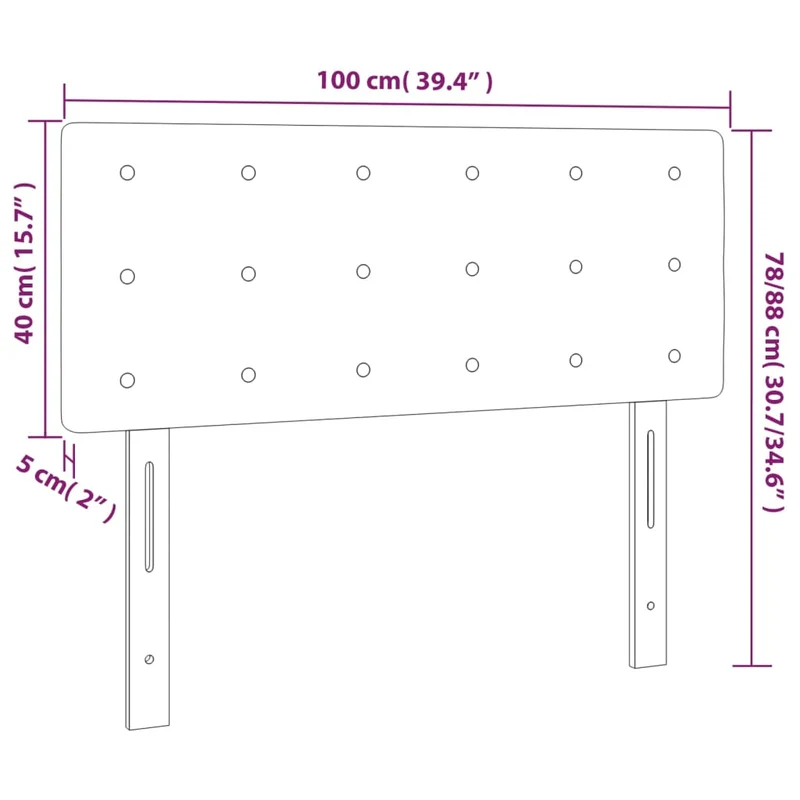 Tête de lit accessoire couchage chambre à coucher meuble 100 x 5 x 78/88 cm tissu gris clair TDL0203231