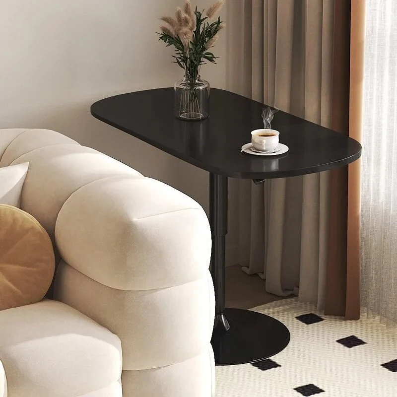 Modern Minimalist Square Carbon Steel Stone Slab End Table Height Adjustable 1-Tier For Living Room
