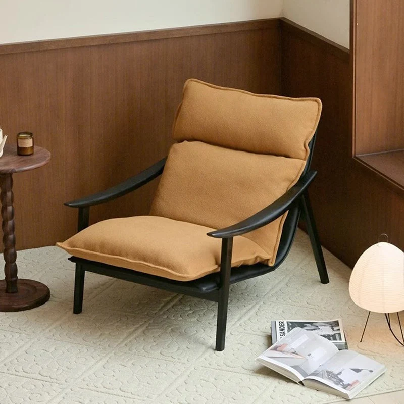Contemporary Retro Rectangular Curved Upholstered Ash Wood Sherpa Fabric Plywood Accent Chair Backrest Armrest For Living Room