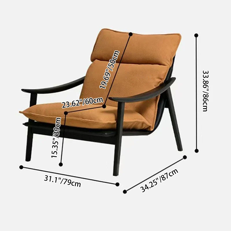 Contemporary Retro Rectangular Curved Upholstered Ash Wood Sherpa Fabric Plywood Accent Chair Backrest Armrest For Living Room