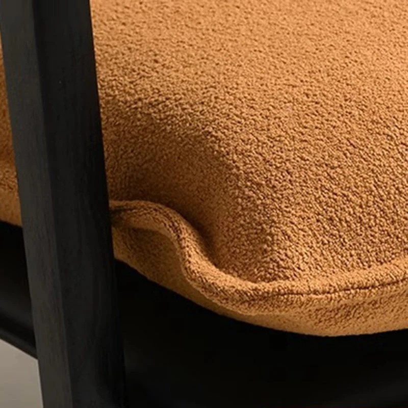 Contemporary Retro Rectangular Curved Upholstered Ash Wood Sherpa Fabric Plywood Accent Chair Backrest Armrest For Living Room