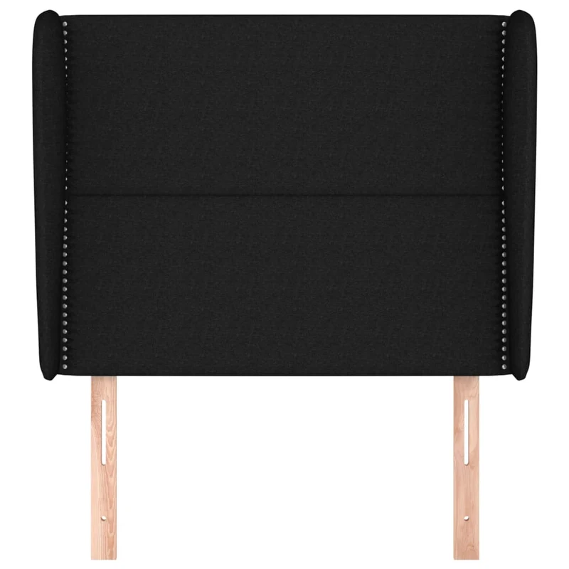 Tête de lit accessoire couchage chambre à coucher meuble avec rebord latéral 103 x 23 x 118/128 cm tissu noir TDL0204604
