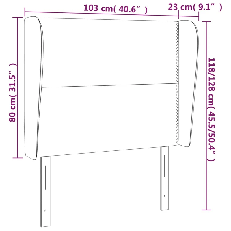Tête de lit accessoire couchage chambre à coucher meuble avec rebord latéral 103 x 23 x 118/128 cm tissu noir TDL0204604