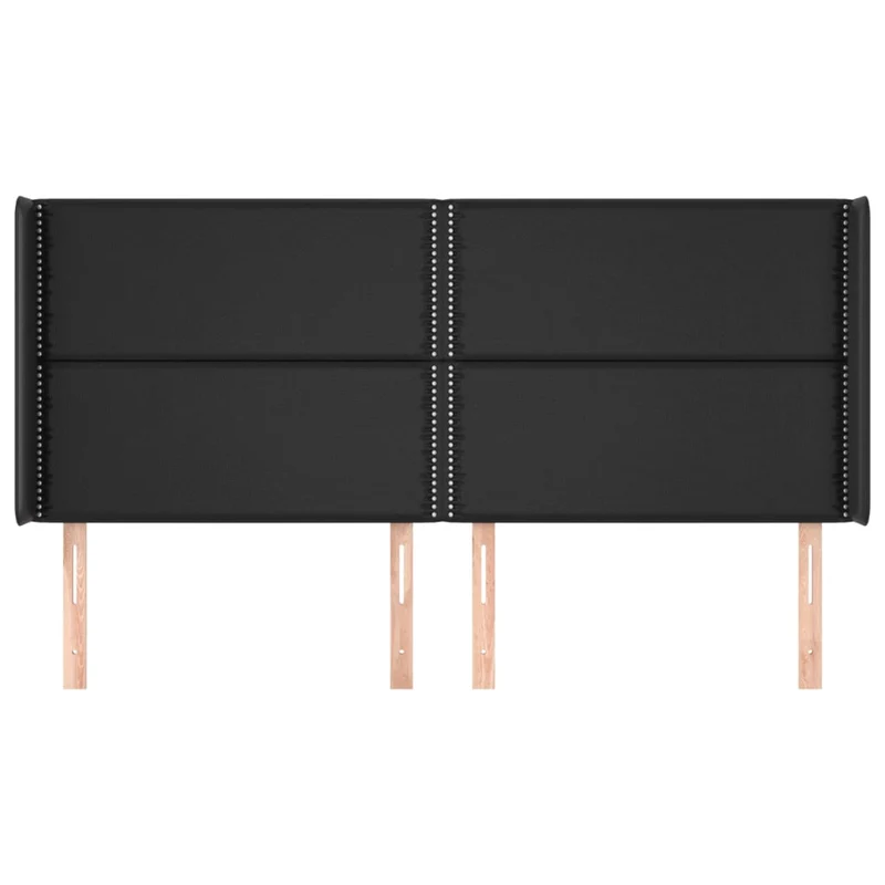 Tête de lit accessoire couchage chambre à coucher meuble avec rebord latéral 183 x 16 x 118/128 cm synthétique noir TDL0204516